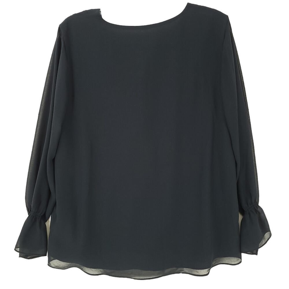 Calvin Klein Black Chiffon V-Neck Blouse Size M - Picture 3 of 9